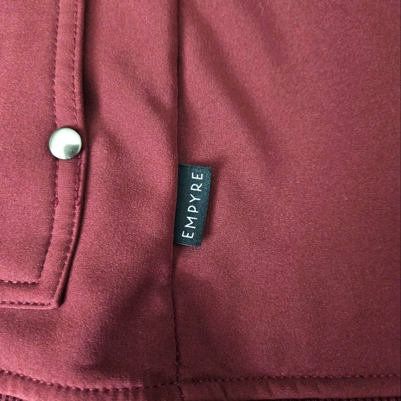 Empyre Womens Hooded Full Zip Fleece Softshell Jacket Coat 2 Tone Burgundy Small - Picture 6 of 7